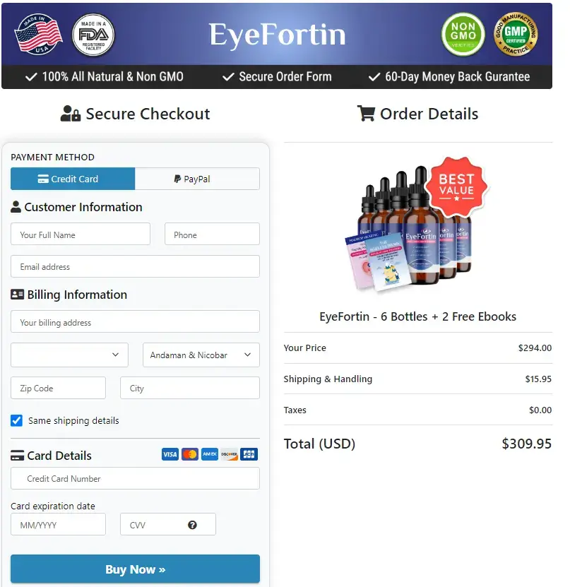 eyefortin order page